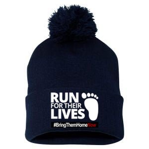 Run For Their Lives Bring Them Home Now Awareness Pom Pom 12in Knit Beanie