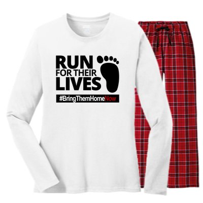 Run For Their Lives Bring Them Home Now Awareness Women's Long Sleeve Flannel Pajama Set 