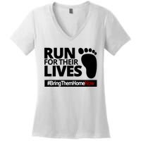 Run For Their Lives Bring Them Home Now Awareness Women's V-Neck T-Shirt