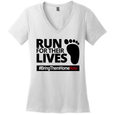 Run For Their Lives Bring Them Home Now Awareness Women's V-Neck T-Shirt