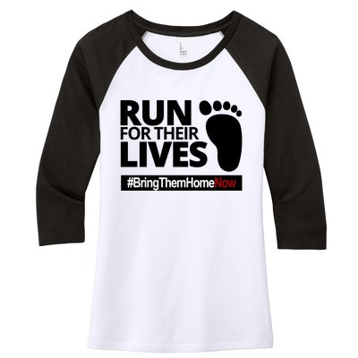 Run For Their Lives Bring Them Home Now Awareness Women's Tri-Blend 3/4-Sleeve Raglan Shirt