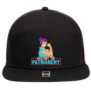 Radical Feminist Tee Feminism Tee Destroy The Patriarchy Funny Gift 7 Panel Mesh Trucker Snapback Hat