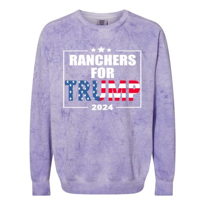 Ranchers For Trump 2024 Cattle For Trump Gift Colorblast Crewneck Sweatshirt