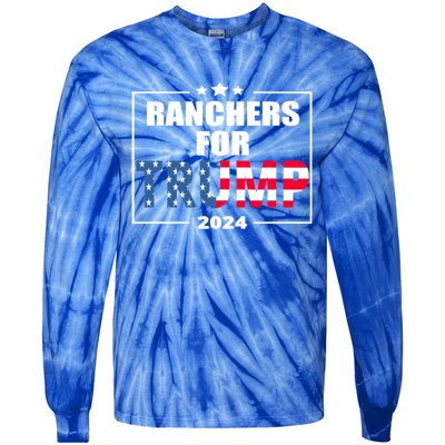 Ranchers For Trump 2024 Cattle For Trump Gift Tie-Dye Long Sleeve Shirt