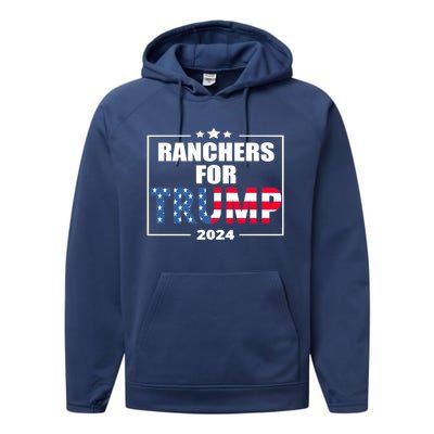 Ranchers For Trump 2024 Cattle For Trump Gift Performance Fleece Hoodie