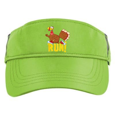 Run! Funny Thanksgiving Running 5k Race Turkey Trot Adult Drive Performance Visor