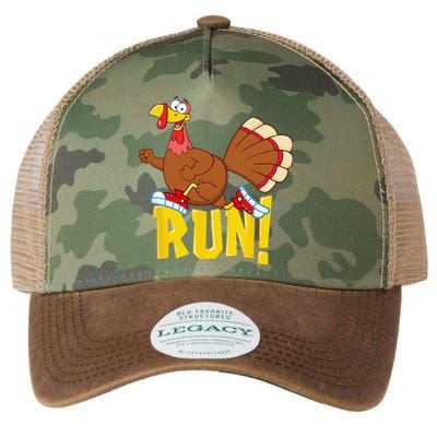 Run! Funny Thanksgiving Running 5k Race Turkey Trot Legacy Tie Dye Trucker Hat