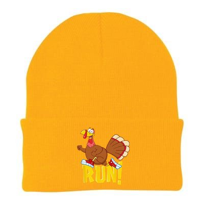 Run! Funny Thanksgiving Running 5k Race Turkey Trot Knit Cap Winter Beanie