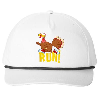 Run! Funny Thanksgiving Running 5k Race Turkey Trot Snapback Five-Panel Rope Hat