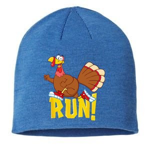 Run! Funny Thanksgiving Running 5k Race Turkey Trot Sustainable Beanie