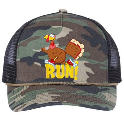 Run! Funny Thanksgiving Running 5k Race Turkey Trot Retro Rope Trucker Hat Cap