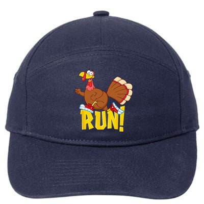 Run! Funny Thanksgiving Running 5k Race Turkey Trot 7-Panel Snapback Hat