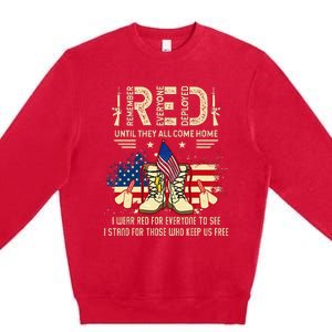 Red Friday Until They Come Home My Soldier US Flag Military Premium Crewneck Sweatshirt