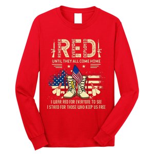 Red Friday Until They Come Home My Soldier US Flag Military Long Sleeve Shirt