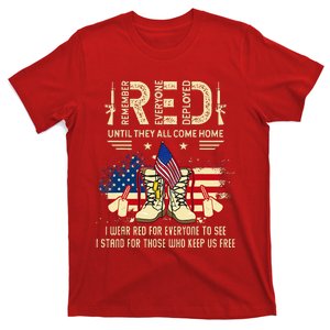 Red Friday Until They Come Home My Soldier US Flag Military T-Shirt