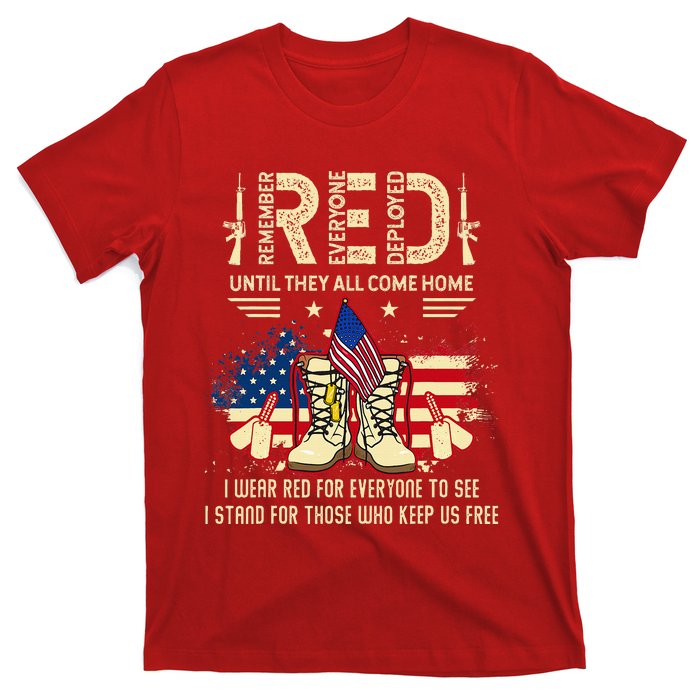 Red Friday Until They Come Home My Soldier US Flag Military T-Shirt