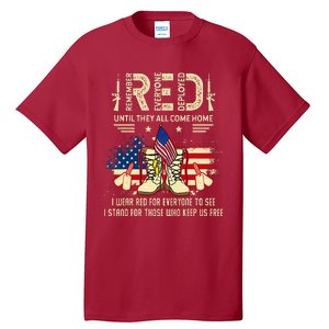 Red Friday Until They Come Home My Soldier US Flag Military Tall T-Shirt