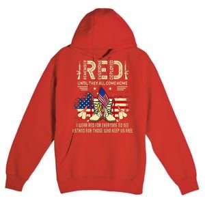 Red Friday Until They Come Home My Soldier US Flag Military Premium Pullover Hoodie