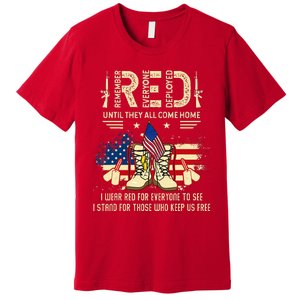 Red Friday Until They Come Home My Soldier US Flag Military Premium T-Shirt