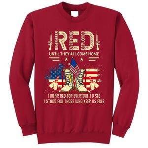 Red Friday Until They Come Home My Soldier US Flag Military Tall Sweatshirt