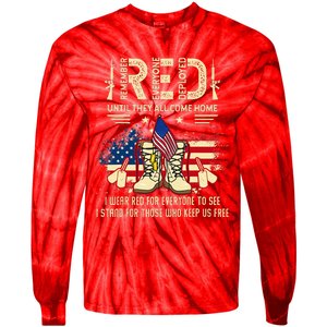 Red Friday Until They Come Home My Soldier US Flag Military Tie-Dye Long Sleeve Shirt