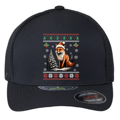 Red Fox Ugly Christmas Sweater Xmas Flexfit Unipanel Trucker Cap