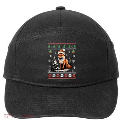 Red Fox Ugly Christmas Sweater Xmas 7-Panel Snapback Hat