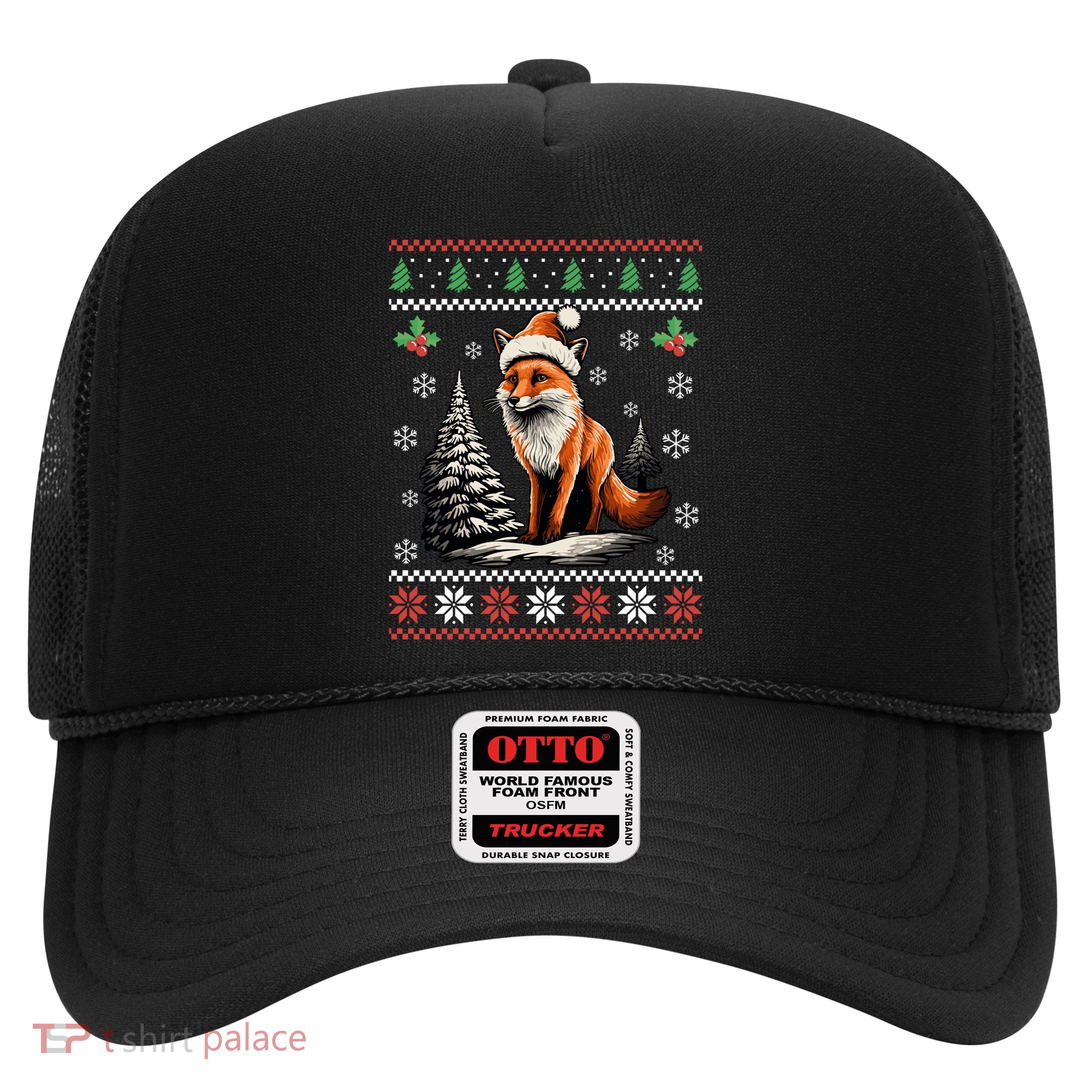 Red Fox Ugly Christmas Sweater Xmas Trucker Hat