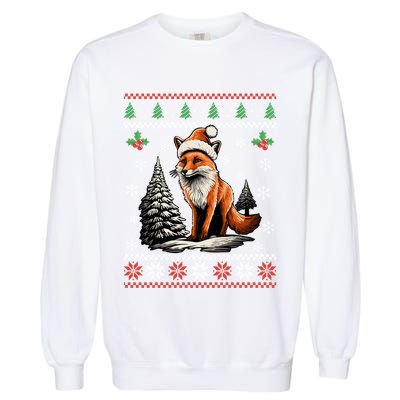 Red Fox Ugly Christmas Sweater Xmas Garment-Dyed Sweatshirt