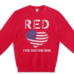 Red Friday Until They Come Home My Soldier US Flag Military Premium Crewneck Sweatshirt