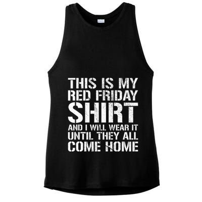 Red Friday Until They All Come Home Military Support Ladies PosiCharge Tri-Blend Wicking Tank