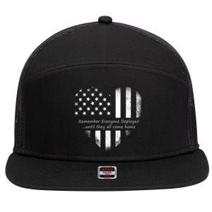 Red Friday Until They Come Home US Flag Heart 7 Panel Mesh Trucker Snapback Hat