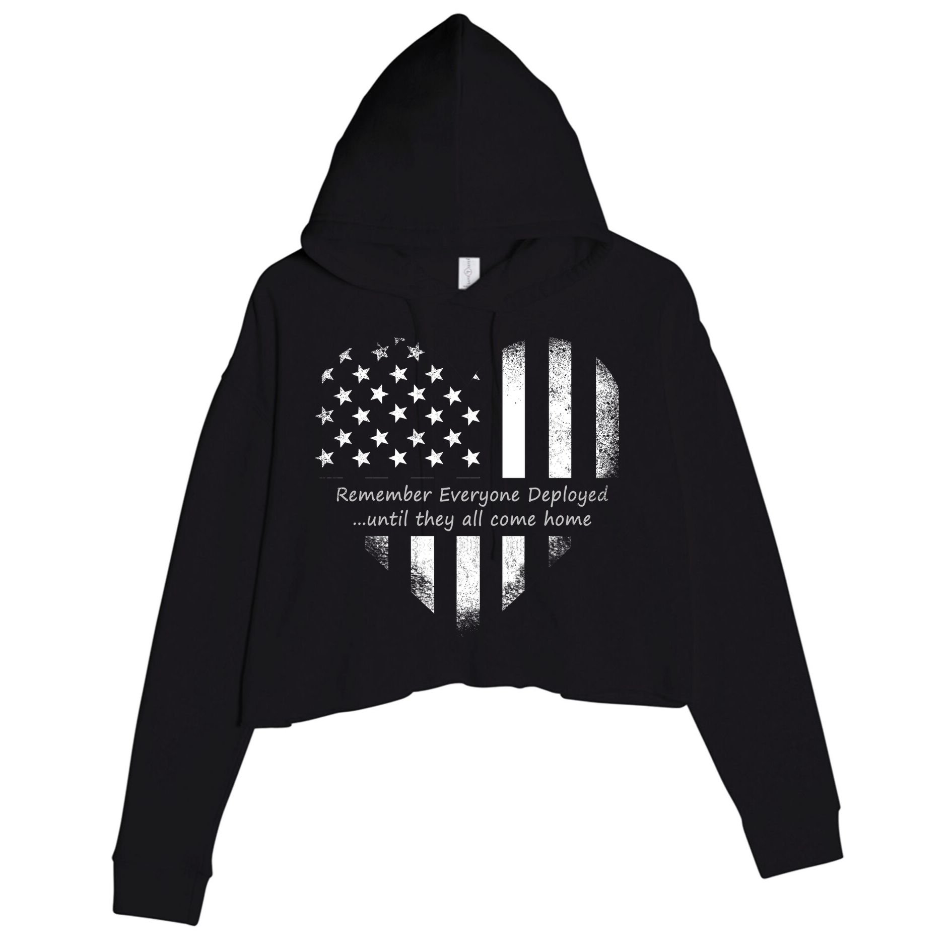 Red Friday Until They Come Home US Flag Heart Crop Fleece Hoodie