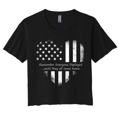 Red Friday Until They Come Home US Flag Heart Crop Top