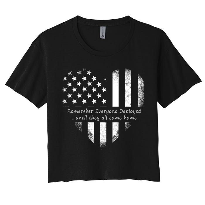 Red Friday Until They Come Home US Flag Heart Women's Crop Top Tee
