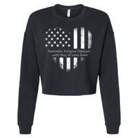 Red Friday Until They Come Home US Flag Heart Cropped Pullover Crew