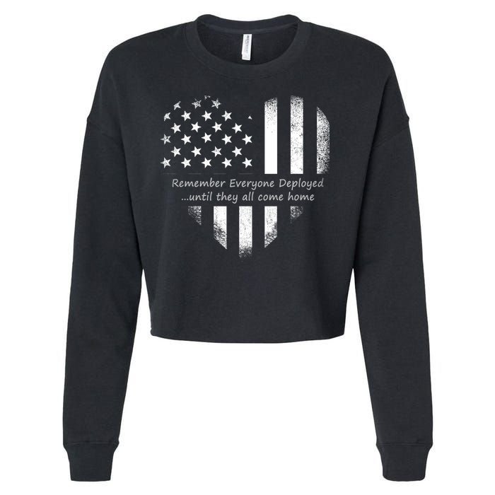 Red Friday Until They Come Home US Flag Heart Cropped Pullover Crew