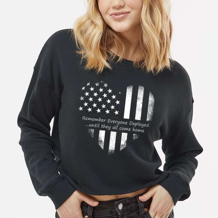 Red Friday Until They Come Home US Flag Heart Cropped Pullover Crew