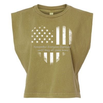 Red Friday Until They Come Home US Flag Heart Garment-Dyed Women's Muscle Tee