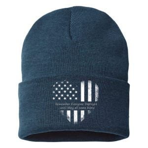 Red Friday Until They Come Home US Flag Heart Sustainable Knit Beanie