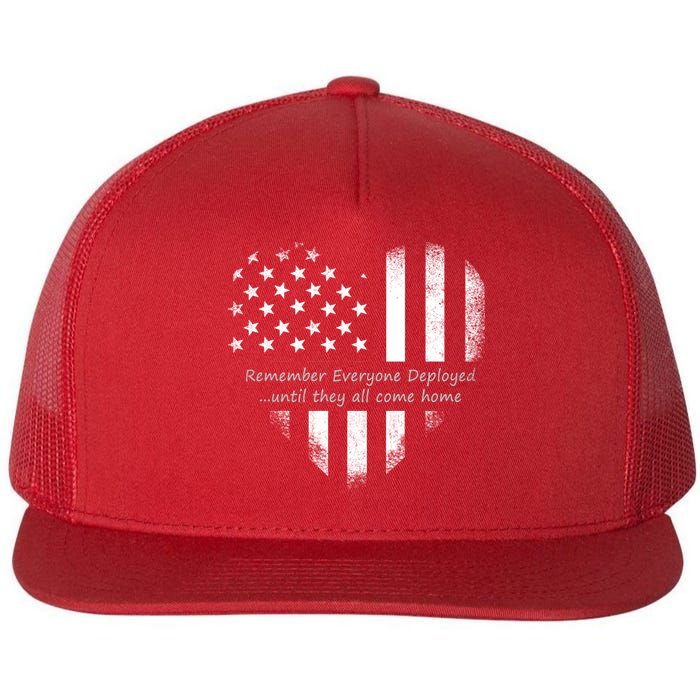 Red Friday Until They Come Home US Flag Heart Flat Bill Trucker Hat