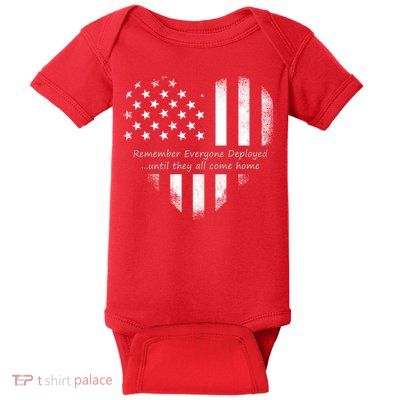 Red Friday Until They Come Home US Flag Heart Baby Bodysuit