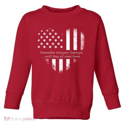 Red Friday Until They Come Home US Flag Heart Toddler Sweatshirt