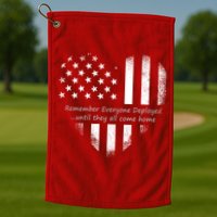 Red Friday Until They Come Home US Flag Heart Golf Towel