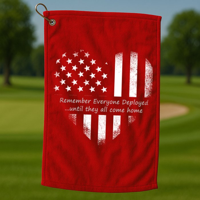 Red Friday Until They Come Home US Flag Heart Golf Towel