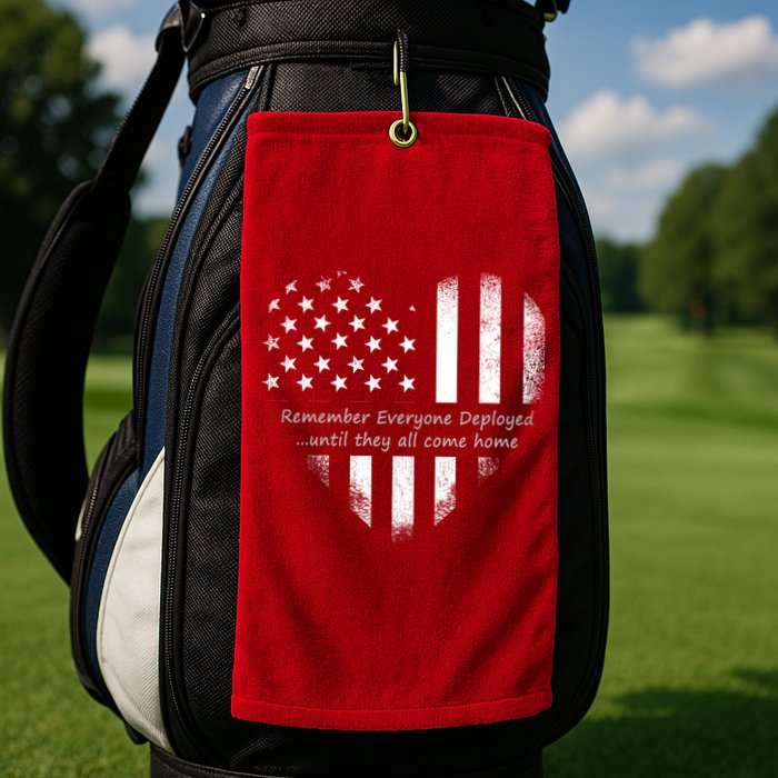 Red Friday Until They Come Home US Flag Heart Golf Towel