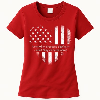 Red Friday Until They Come Home US Flag Heart Womens T-Shirt