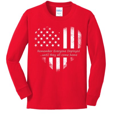 Red Friday Until They Come Home US Flag Heart Kids Long Sleeve Shirt