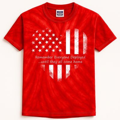 Red Friday Until They Come Home US Flag Heart Kids Tie-Dye T-Shirt