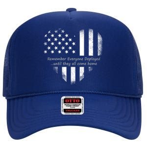 Red Friday Until They Come Home US Flag Heart High Crown Mesh Back Trucker Hat